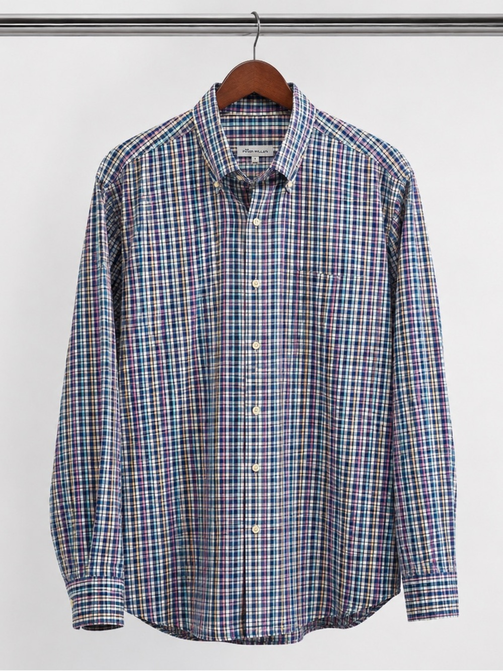 Peter Millar Men’s Plaid Button Down Shirt Size Large Blue Pink